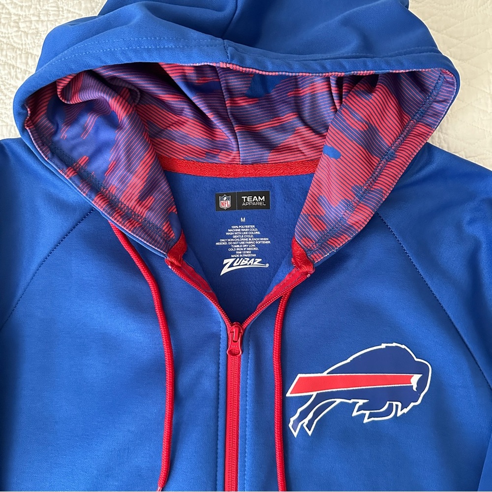 Zubaz Buffalo Bills NFL Men's Team Name Logo Full Zip Zebra Hoodie Sweatshirt M - Picture 3 of 8